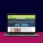 Custom screen printing website displayed on a laptop screen with a purple background.