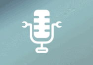 Modern microphone icon representing podcasting or audio recording.